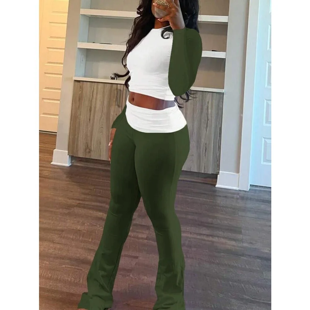 Nimsruc Women's Green Lounge Sets Fall Comfy Tracksuits Pants 2 Piece XXL